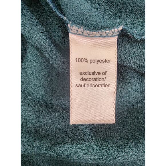 Maurices Ruffled Lace Cold Shoulder Long Sleeve Blouse Size S Green Back Button - Picture 5 of 8